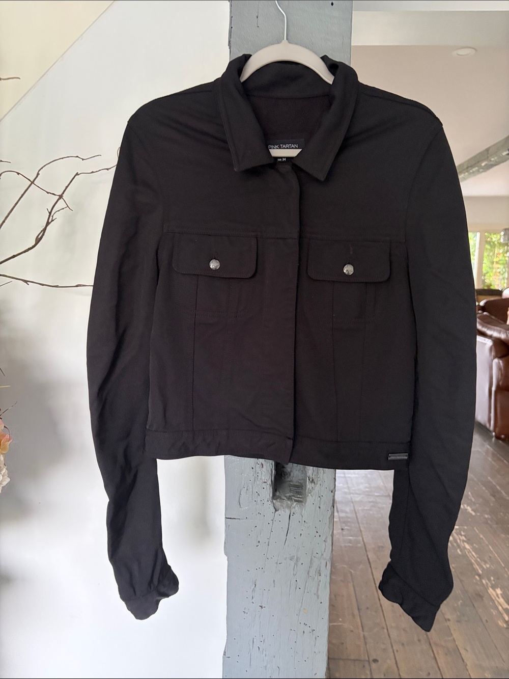 Black Button-Front Jacket German MAKE BY PINK TARTAN
